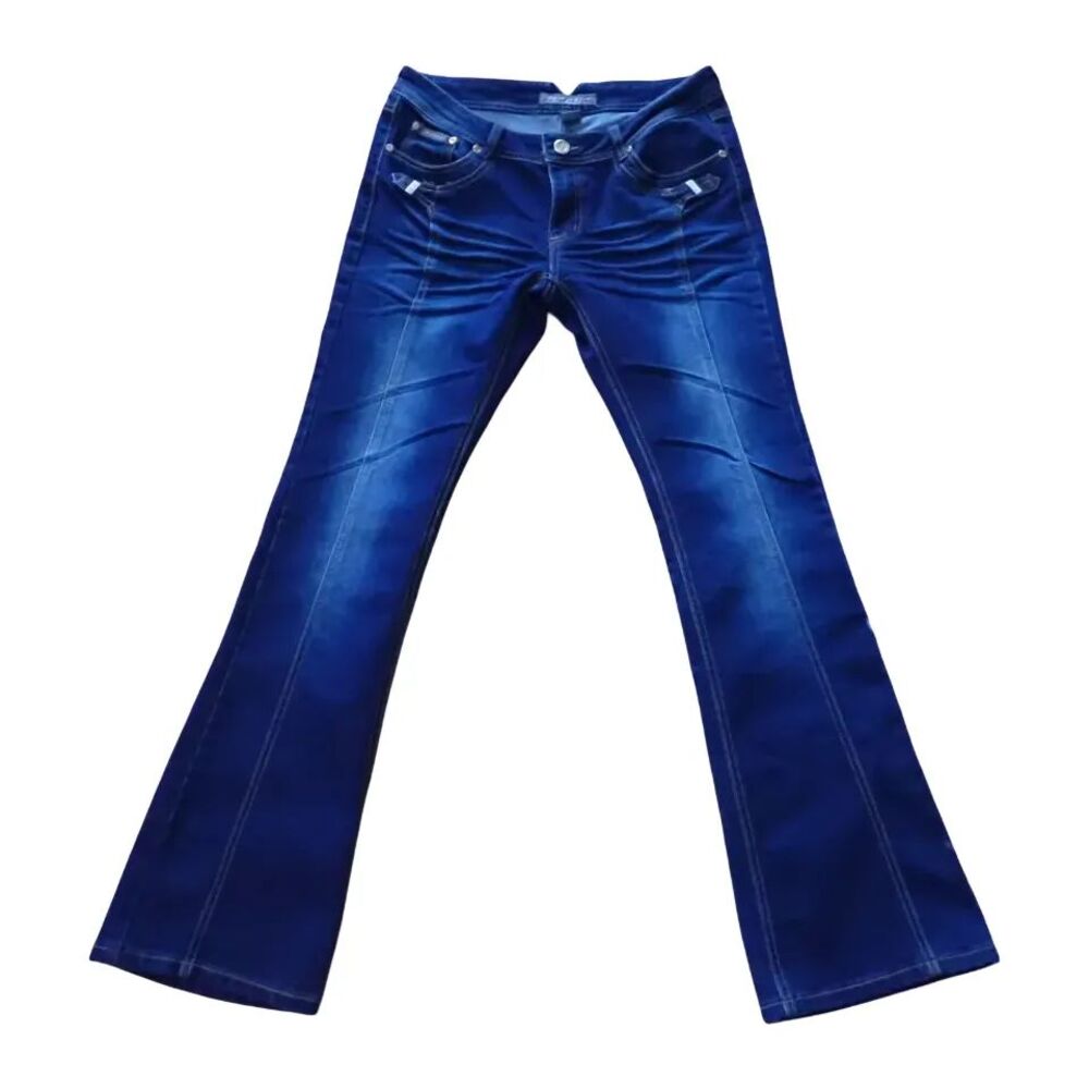 Rose Player Dark Wash Womens Size 12 - 14 Blue Jeans Low Rise Bell Bottoms EU 42